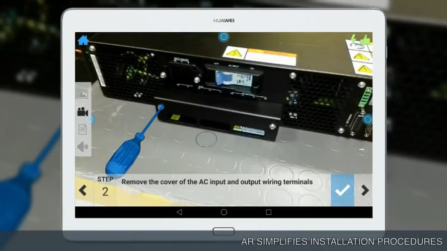 Tablet showing Augmented Reality installation instructions