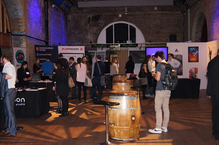 Visitors attending The Tech Expo 2015 exhibit in London