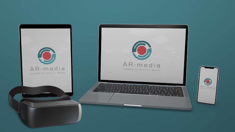 AR-media Platform on MacBook, Tablet, Smartphone and VR Headset